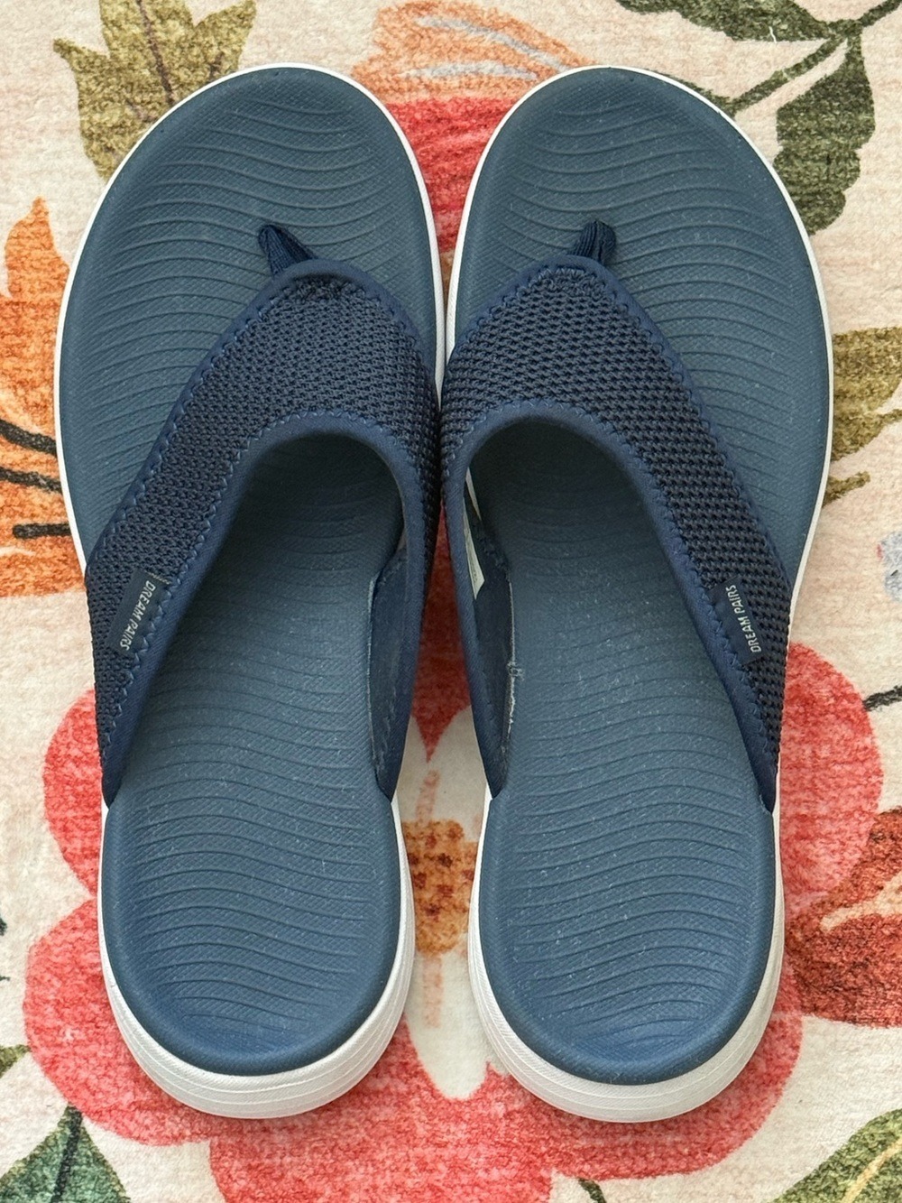 Dreampairs Navy Blue Mesh Strap Thong Sandals Slip-On Flip Flops Size 9